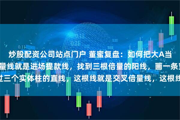 炒股配资公司站点门户 董蜜复盘：如何把大A当提款机？当出现交叉倍量线就是进场提款线，找到三根倍量的阳线，画一条穿过三个实体柱的直线，这根线就是交叉倍量线，这根线是进场点也是指止损线……